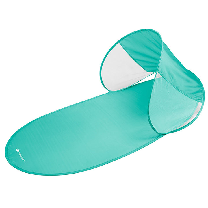 Strandmatte mit Sonnenschutz Stranddecke Picknickdecke Sonnenschutzdach 145 x 70 cm Outdoor Decke Wasserdicht Schnell Faltbar Tragbar  Minze