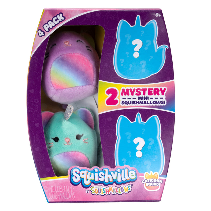 Set von 4 Squishville Caticorn Squad - Mini Squishmallows - Maskottchen Plüschbär