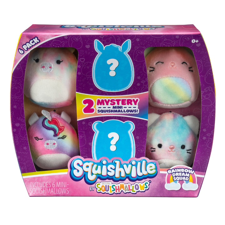 Set von 6 Squishville Rainbow Dream Squad Maskottchen Teddybär