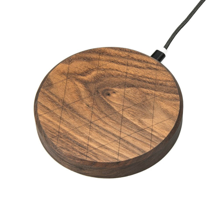 Circle Kabellose Qi Ladestation aus Holz max 15W Ladegerät Qi-Ladesystem Induktionsladegerät Holzgehäuse Inklusive 1m USB-Kabel (Walnuss)