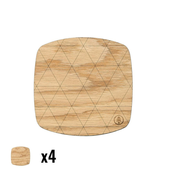 Untersetzer aus Holz 4-er Set Getränkeuntersetzer Tassenuntersetzer Tischuntersetzer Wiederverwendbar (Klein (10 cm x 10 cm), Eiche)