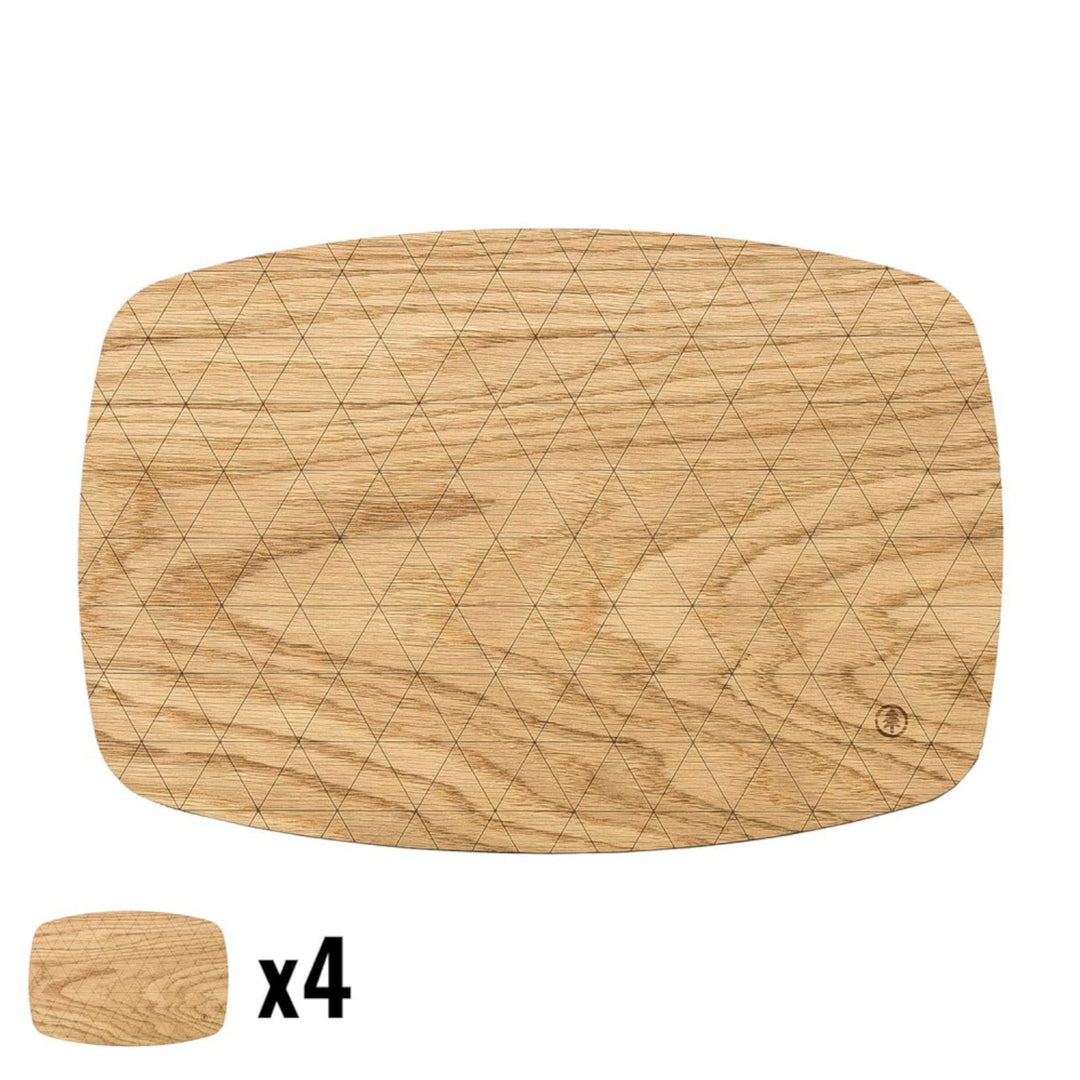 Untersetzer aus Holz 4-er Set Getränkeuntersetzer Tassenuntersetzer Tischuntersetzer Wiederverwendbar (28 cm x 19 cm /  Eiche)