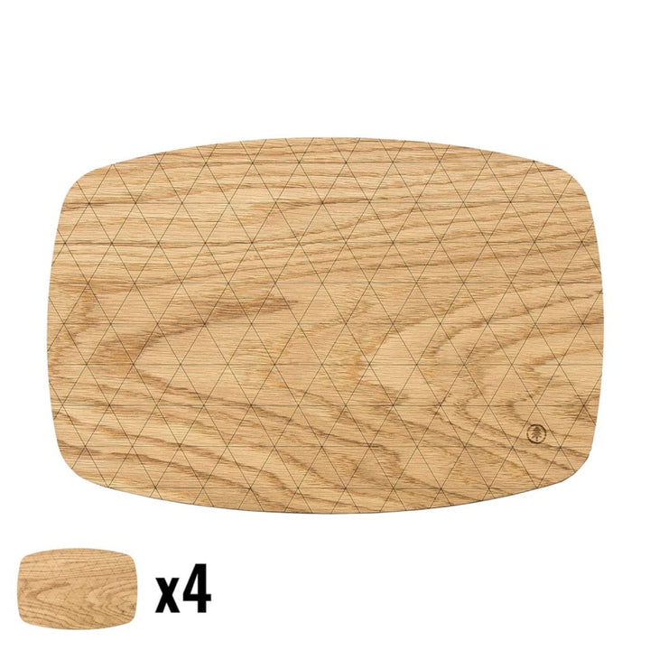 Untersetzer aus Holz 4-er Set Getränkeuntersetzer Tassenuntersetzer Tischuntersetzer Wiederverwendbar (28 cm x 19 cm /  Eiche)