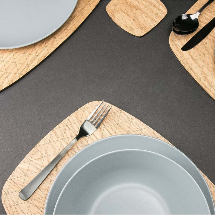 Untersetzer aus Holz 4-er Set Getränkeuntersetzer Tassenuntersetzer Tischuntersetzer Wiederverwendbar (28 cm x 19 cm /  Eiche)