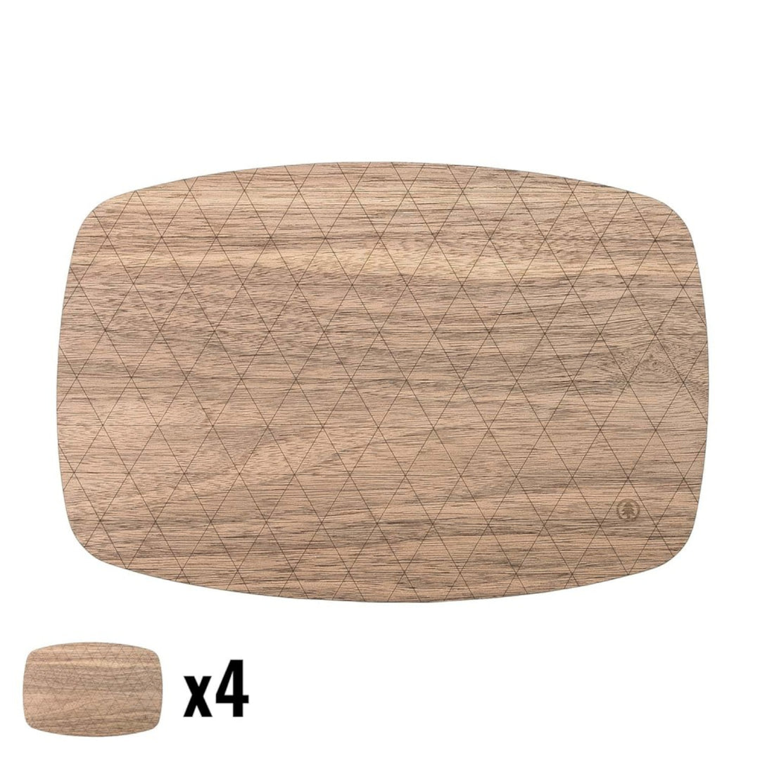Untersetzer aus Holz 4-er Set Getränkeuntersetzer Tassenuntersetzer Tischuntersetzer Wiederverwendbar (28 cm x 19 cm, Amerikanischer Nussbaum)