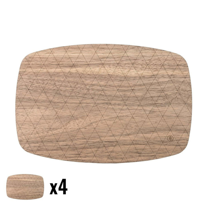 Untersetzer aus Holz 4-er Set Getränkeuntersetzer Tassenuntersetzer Tischuntersetzer Wiederverwendbar (28 cm x 19 cm, Amerikanischer Nussbaum)