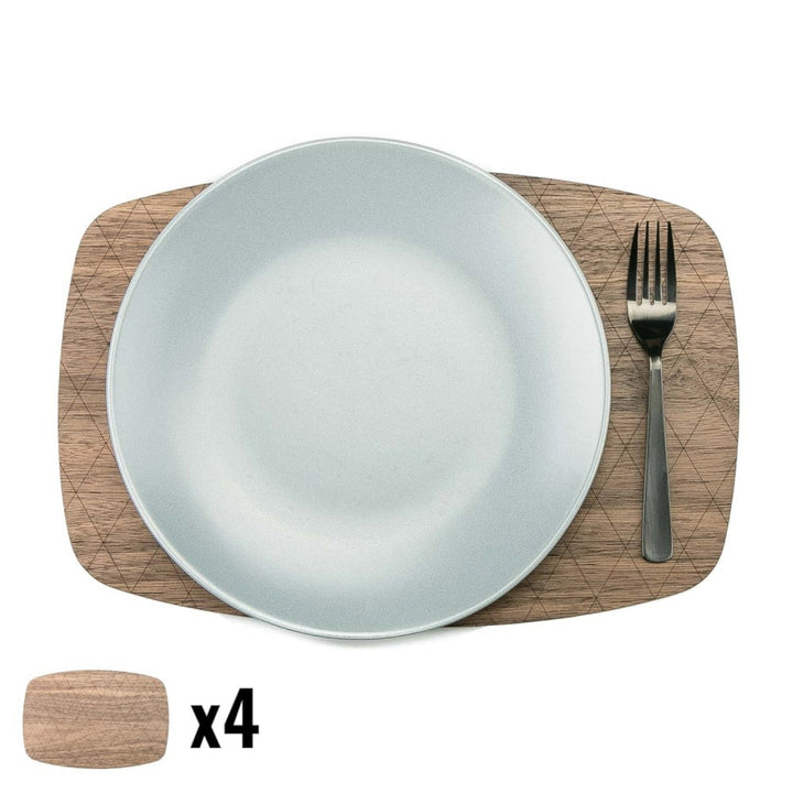 Untersetzer aus Holz 4-er Set Getränkeuntersetzer Tassenuntersetzer Tischuntersetzer Wiederverwendbar (28 cm x 19 cm, Amerikanischer Nussbaum)