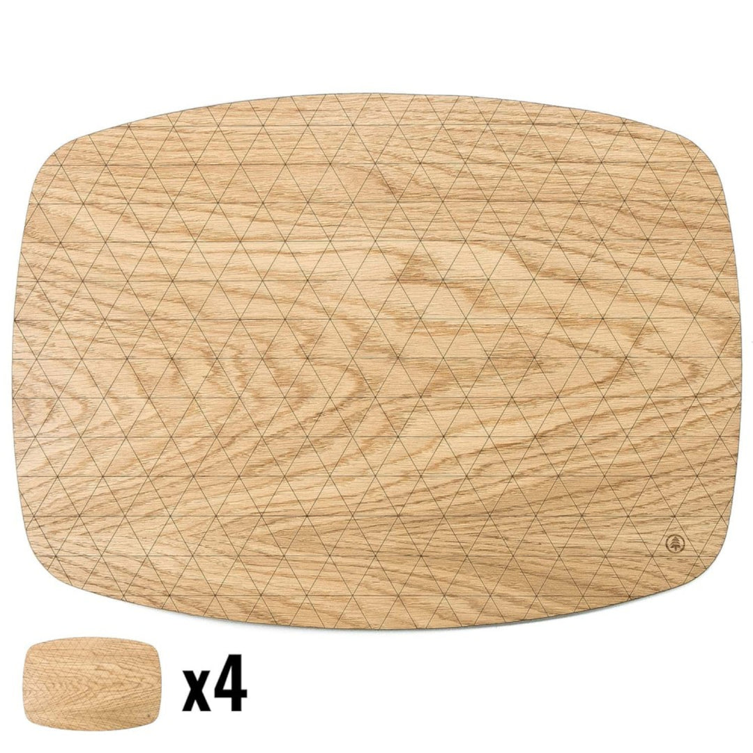 Untersetzer aus Holz 4-er Set Getränkeuntersetzer Tassenuntersetzer Tischuntersetzer Wiederverwendbar (Groß (38 cm x 28 cm), Eiche)