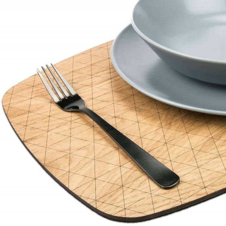 Untersetzer aus Holz 4-er Set Getränkeuntersetzer Tassenuntersetzer Tischuntersetzer Wiederverwendbar (Groß (38 cm x 28 cm), Eiche)