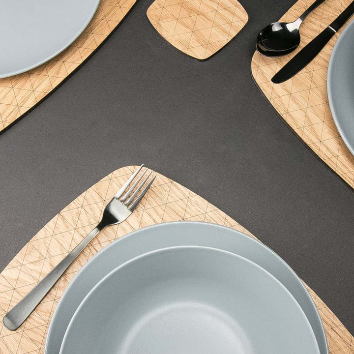 Untersetzer aus Holz 4-er Set Getränkeuntersetzer Tassenuntersetzer Tischuntersetzer Wiederverwendbar (Groß (38 cm x 28 cm), Eiche)