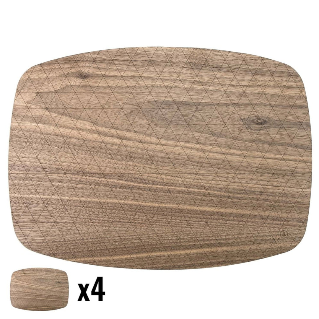 Untersetzer aus Holz 4-er Set Getränkeuntersetzer Tassenuntersetzer Tischuntersetzer Wiederverwendbar (Groß (38 cm x 28 cm), Amerikanischer Nussbaum)