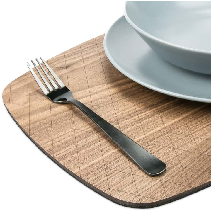 Untersetzer aus Holz 4-er Set Getränkeuntersetzer Tassenuntersetzer Tischuntersetzer Wiederverwendbar (Groß (38 cm x 28 cm), Amerikanischer Nussbaum)