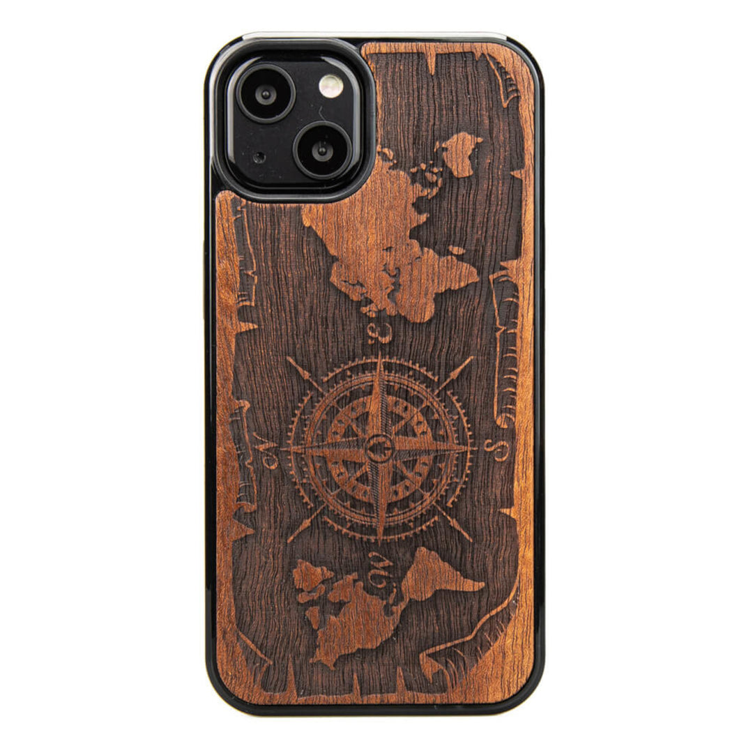 HOLZETUI IPHONE 13 WIND ROSE MERBAU HOHE QUALITÄT