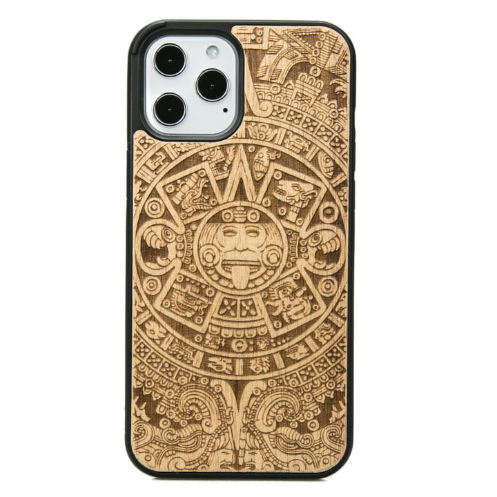 HOLZETUI IPHONE 12 PRO MAX AZTEKISCHEN KALENDER ANIEGRE