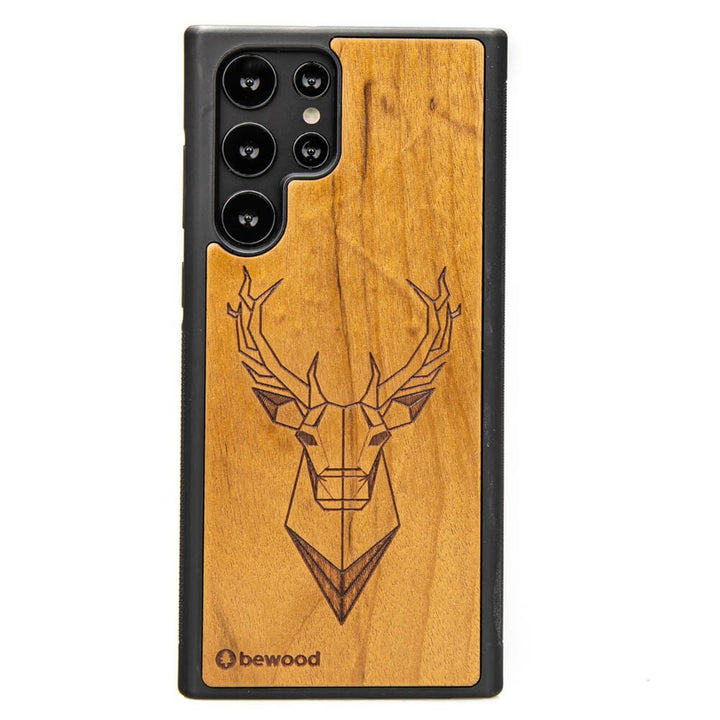 Bewood Handyhülle Holzetui Kompatibel mit Samsung Galaxy S22 Ultra Schutzhülle Hergestellt aus Naturholz Handwerkliche Präzision (Hirsch/Imbuia)