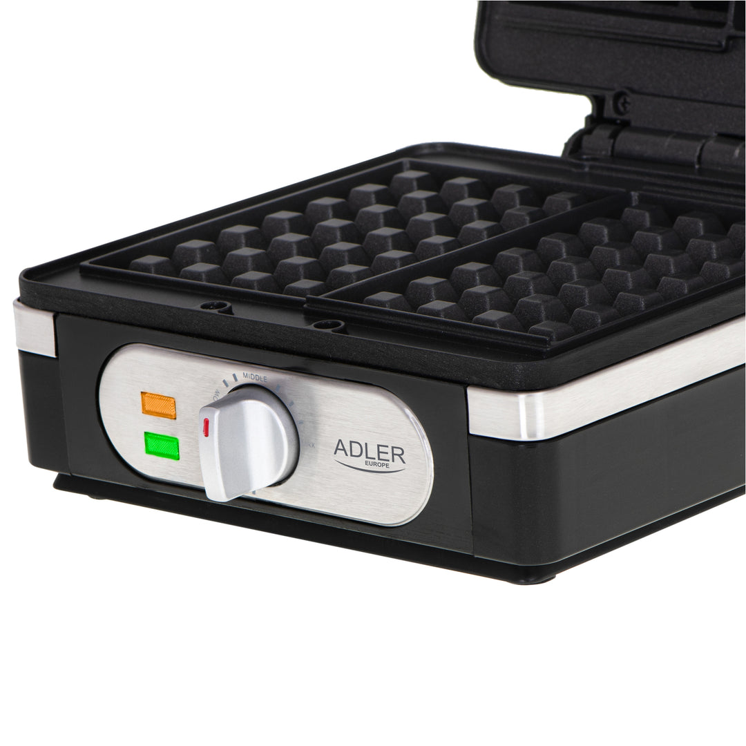 Adler AD 3056 XL Waffeleisen mit Temperaturregelung 2000W Leistungsstarkes Antihaftgerät