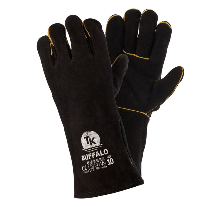 SCHWEISSERHANDSCHUHE LANG SCHWARZ VOLLLEDER R. 10 (12 PAAR)