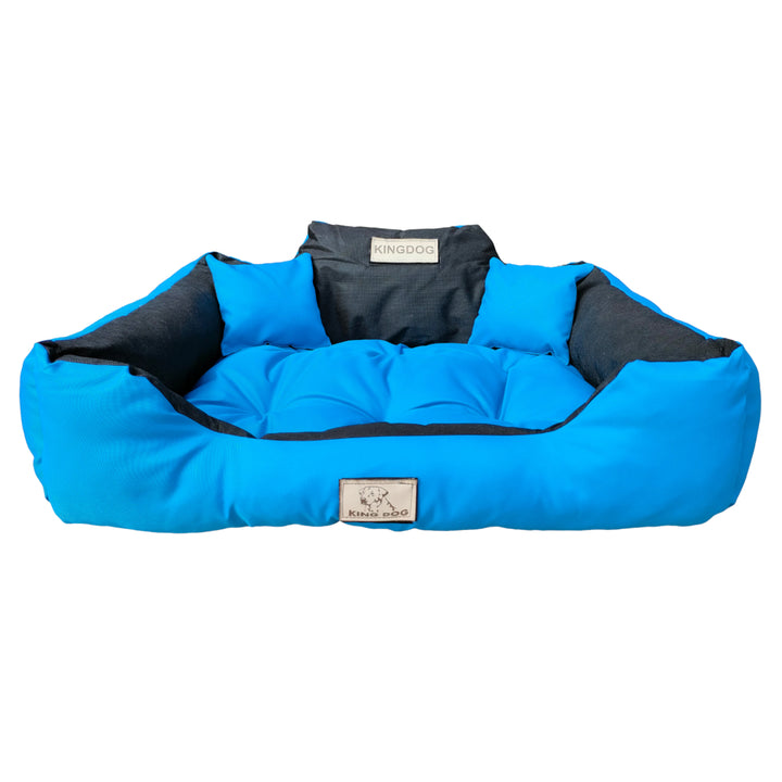 Großes Hunde-, Katzenbett 115 x 95 Blau - Kingdog Größe XL