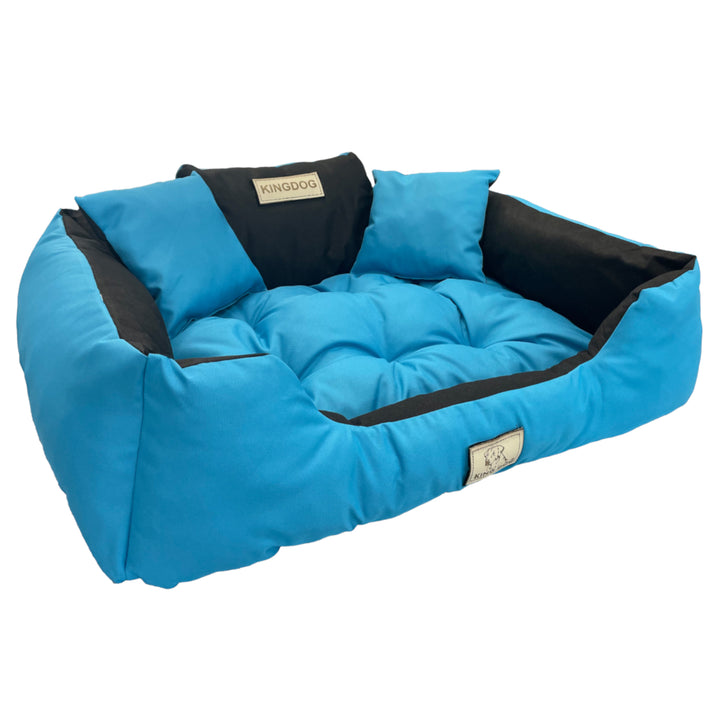 Großes Hunde-, Katzenbett 115 x 95 Blau - Kingdog Größe XL