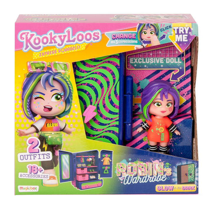 KookyLoos Robin's Wardrobe Set - Spielfigur Robin Garderobe und Kleiderschrank
