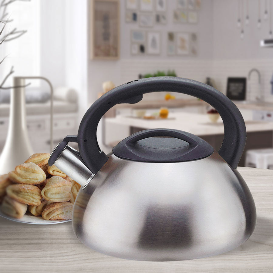 Wasserkessel mit Deckel und Pfeifton 3L Hochwertiger Edelstahl Pfeifkessel Wasserkocher für Herd Induktion Teekessel