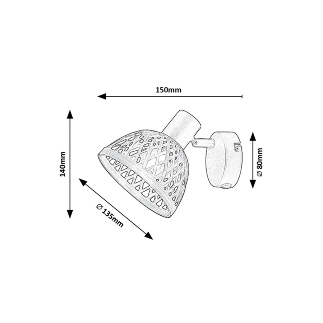 Rattan-Lampe, ind.spot.E14 1xMAX15W,Schwarz Wandleuchte