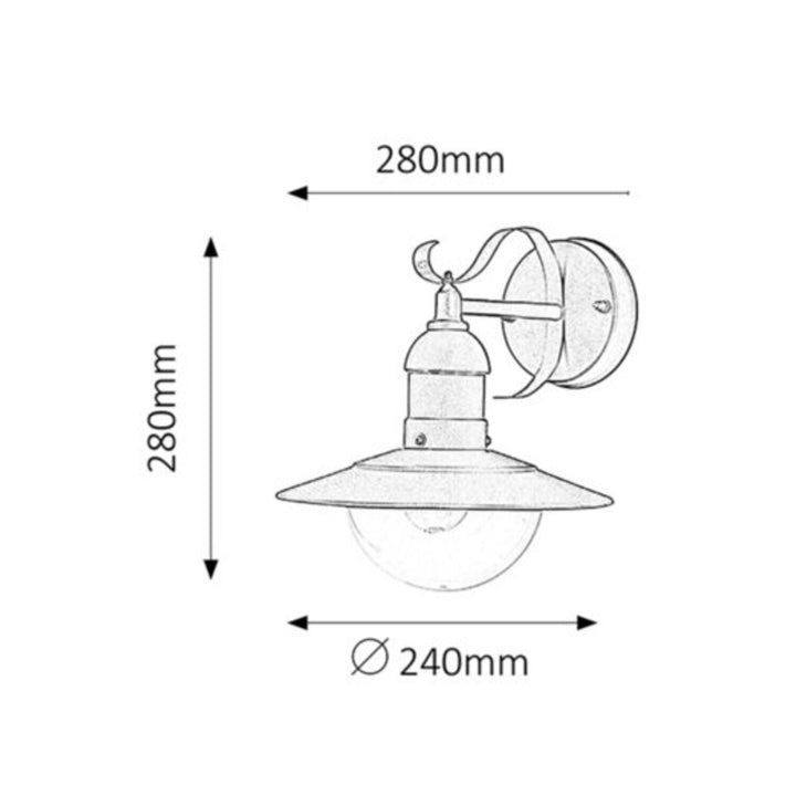 Oslo Garten-Wandleuchte E27 60W a.gold IP44 Antik-gold