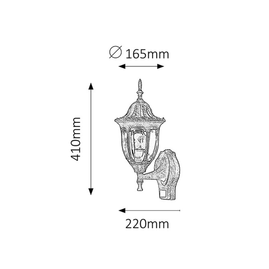 Milano Garten Wandleuchte Metall, Antik-Gold E27 Gartenlampe Außenwandleuchte