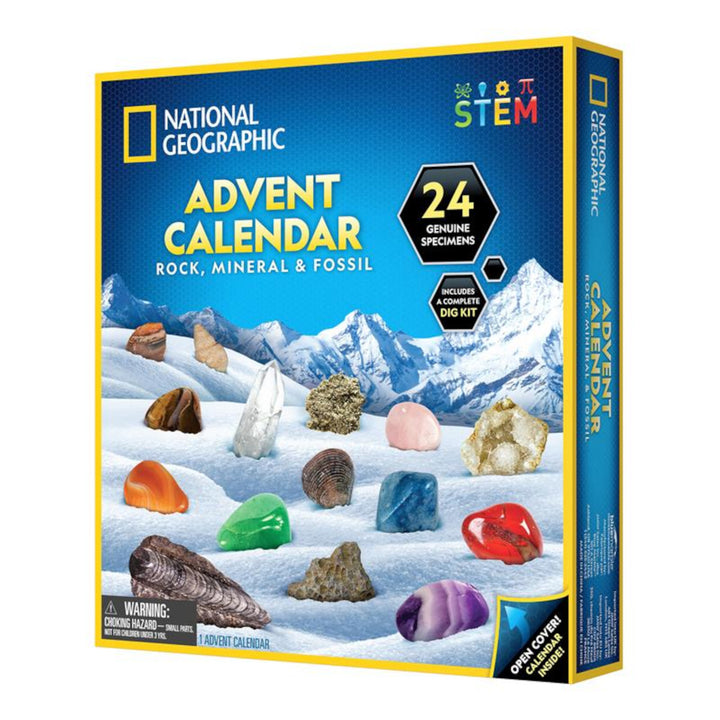 Adventskalender mit Gesteinen, Mineralien und Fossilien National Geographic