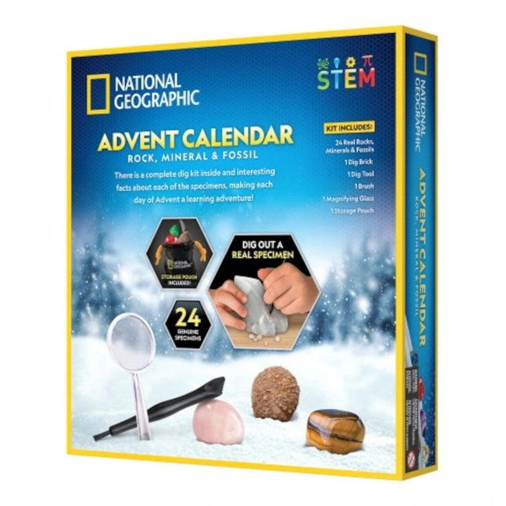 Adventskalender mit Gesteinen, Mineralien und Fossilien National Geographic