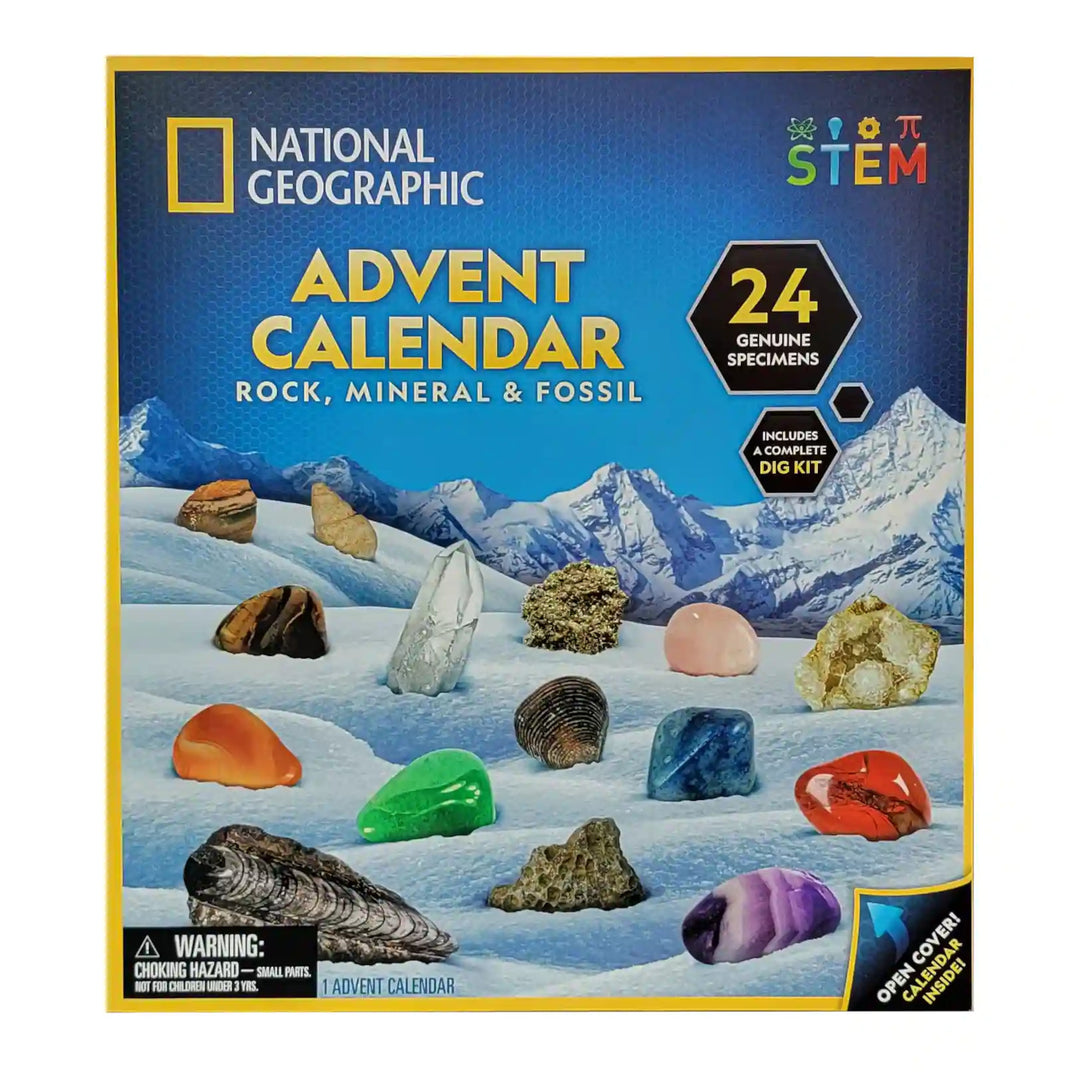Adventskalender mit Gesteinen, Mineralien und Fossilien National Geographic