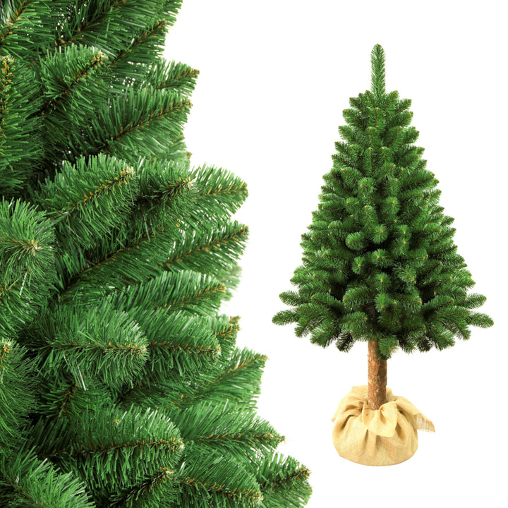 Künstlicher Tannenbaum Kiefer mit Naturstamm 180cm Christbaum mit Kunststoffsockel PVC Dekoration Weihnachtsdeko