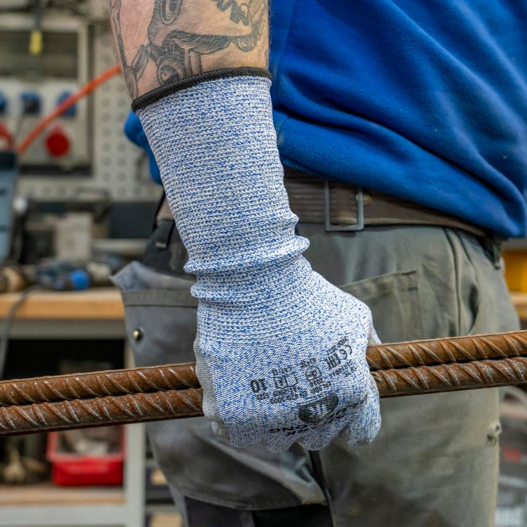 TK Shark Blue Long Arbeitshandschuhe Montagehandschuhe mit Polyurethan-Beschichtung Reißfest Schnittschutzhandschuhe Extra Lange Stulpe Größe: 10 1x Paar