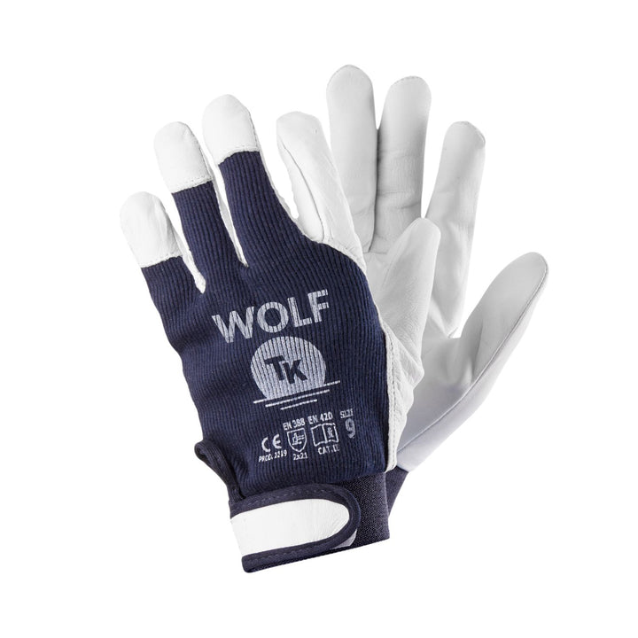 Wolf Arbeitshandschuhe Handschuhe aus Atmungsaktiver Baumwolle Gartenarbeit Arbeitsschutz Mechanikerhandschuhe mit Klettverschluss Größe:8 3x Paar
