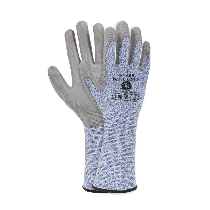 Shark Blue Long Arbeitshandschuhe Montagehandschuhe mit Polyurethan-Beschichtung Reißfest Schnittschutzhandschuhe Extra Lange Stulpe 3x Paar  Größe:11