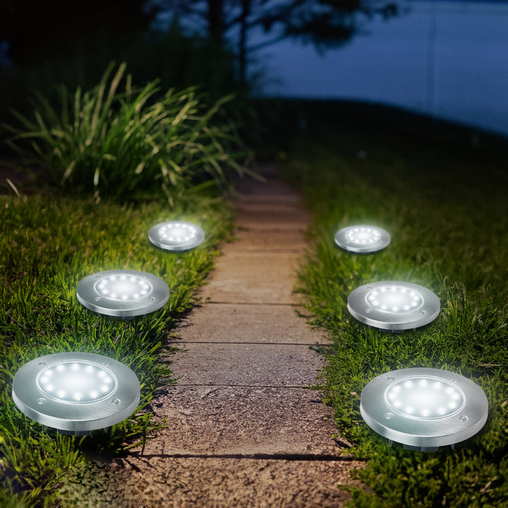 Maclean MCE318 LED Solar Bodenleuchten mit Erdspieß 12 LED SMD Neutralweiß 4000K 0,7W Solarlampe für Außen Wegeleuchte Gartenleuchten IP44 (1x Stück)