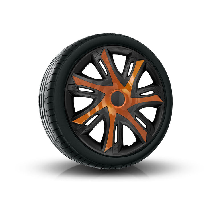 N-Power Radzierblenden für Stahlfelgen Zweifarbige Radkappen Satz 4er Set Auto KFZ Fahrzeug Geeignet ür die meisten Marken und Felgen ABS-Kunststoff (Kupfer / schwarz, 16")