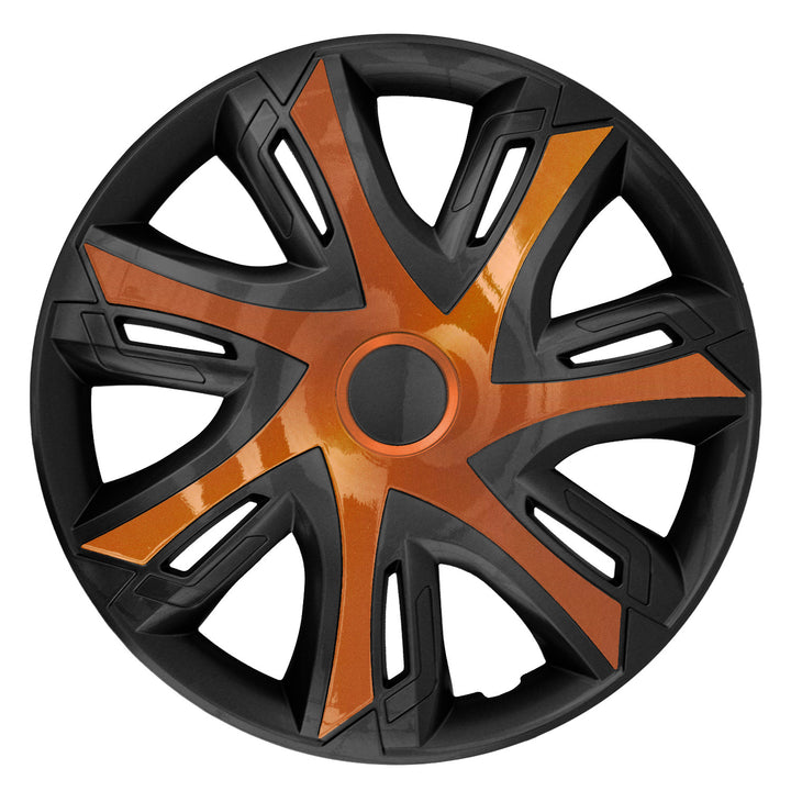 N-Power Radzierblenden für Stahlfelgen Zweifarbige Radkappen Satz 4er Set Auto KFZ Fahrzeug Geeignet ür die meisten Marken und Felgen ABS-Kunststoff (Kupfer / schwarz, 16")