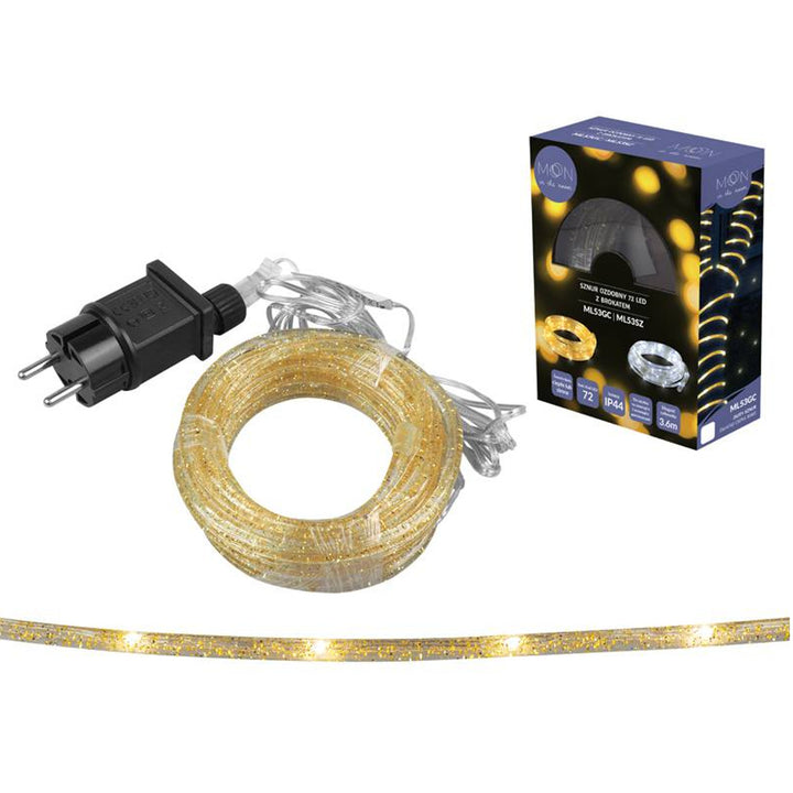 Weihnachtsbeleuchtung Beleuchtung Lichterkette Moon In The Room 72 LEDs Schnur mit Glitzer gold Lampen Warmweiß