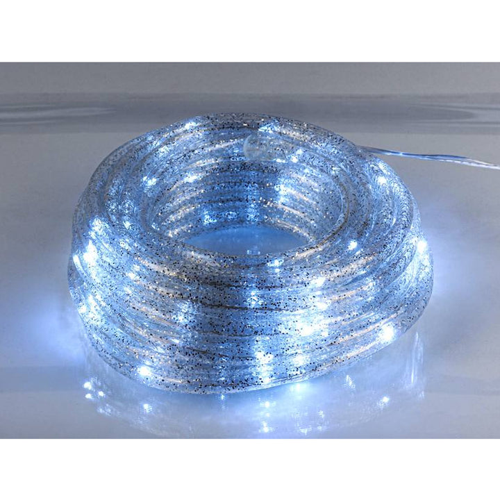 Weihnachtsbeleuchtung Beleuchtung Lichterkette Moon In The Room 100 LEDs Schnur mit Glitzer silber Lampen Kaltweiß