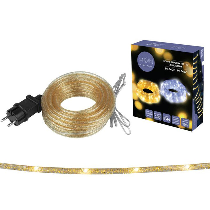 Weihnachtsbeleuchtung Beleuchtung Lichterkette Moon In The Room 100 LEDs Schnur mit Glitzer gold Lampen Warmweiß