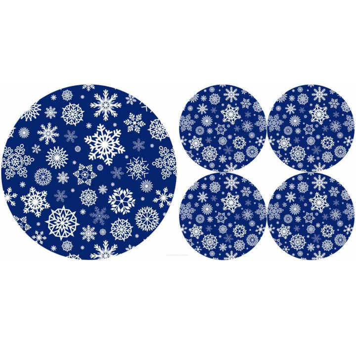 Satz runder Filz-Tischsets 1 + 4 - SNOW