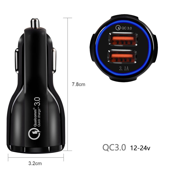 Maclean MCE478 2-Fach USB Ladegerät +1m USB Kabel Zigarettenanzünder Quick Charge 3.0 bis 30W Schnellladung KFZ 1xQC3.0 5V/3A, 9V/1.8A, 12V/1.6A 1x 5V/3.1A