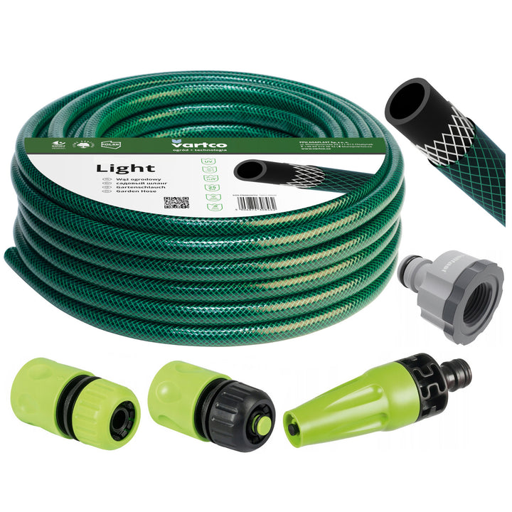 Gartenschlauch 20m 1/2" Vartco Light + Armaturen + Beregnungsanlage