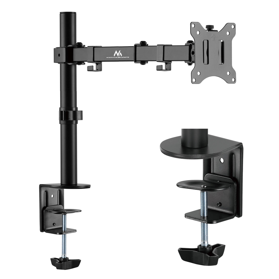 Maclean MC-883+MC-764 Laptop Halterung Kompatibiel mit Laptops/Notebooks von 23 bis 42 cm Tischhalterung Schwenkbar Neigbar Höhenverstellbar Doppelarm Maximale Belastung: 4,5 kg