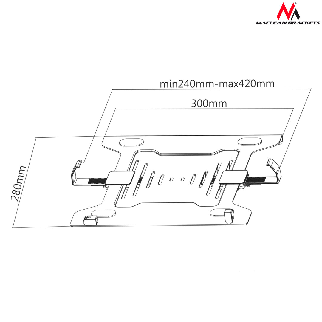 Maclean MC-883+MC-764 Laptop Halterung Kompatibiel mit Laptops/Notebooks von 23 bis 42 cm Tischhalterung Schwenkbar Neigbar Höhenverstellbar Doppelarm Maximale Belastung: 4,5 kg