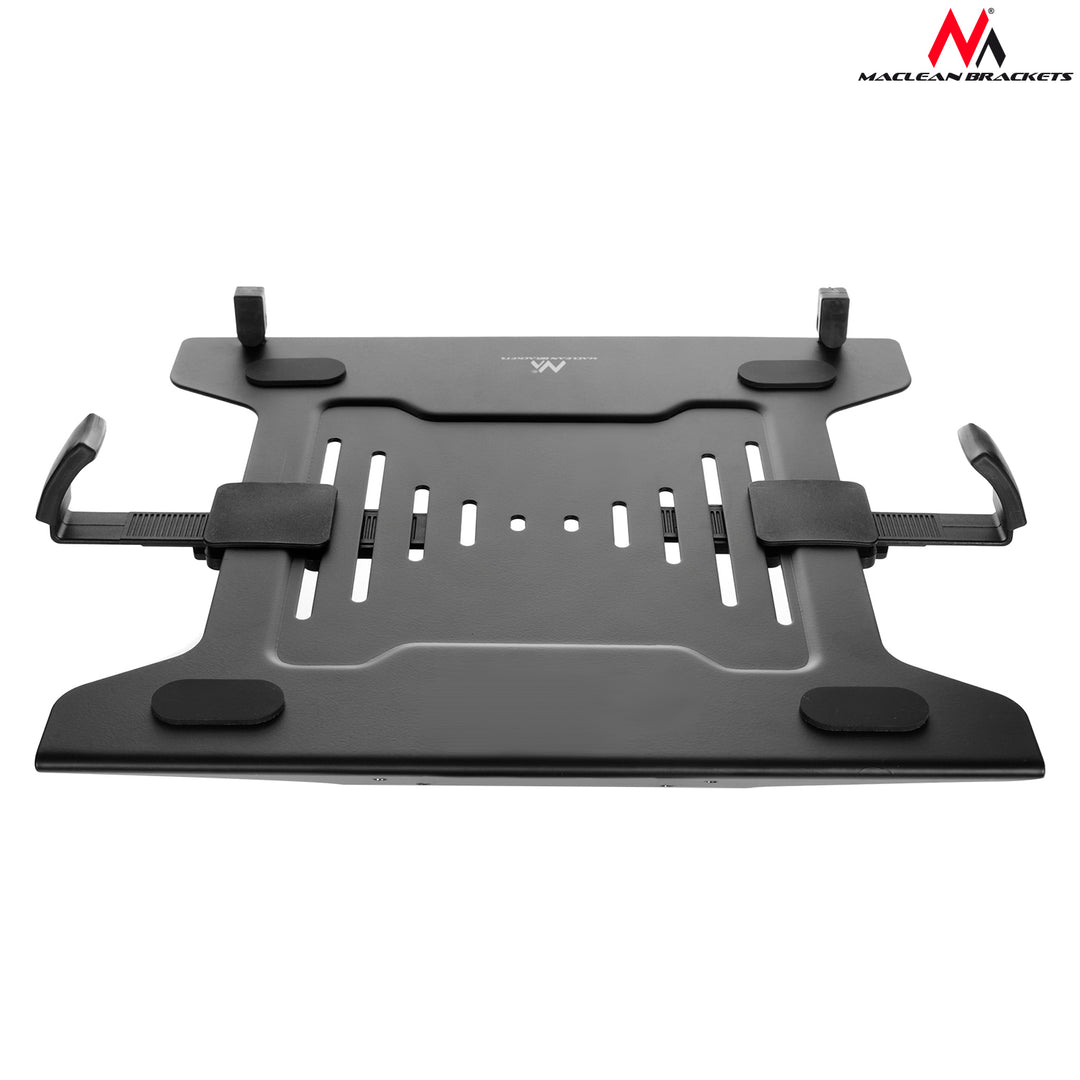 Maclean MC-883+MC-764 Laptop Halterung Kompatibiel mit Laptops/Notebooks von 23 bis 42 cm Tischhalterung Schwenkbar Neigbar Höhenverstellbar Doppelarm Maximale Belastung: 4,5 kg