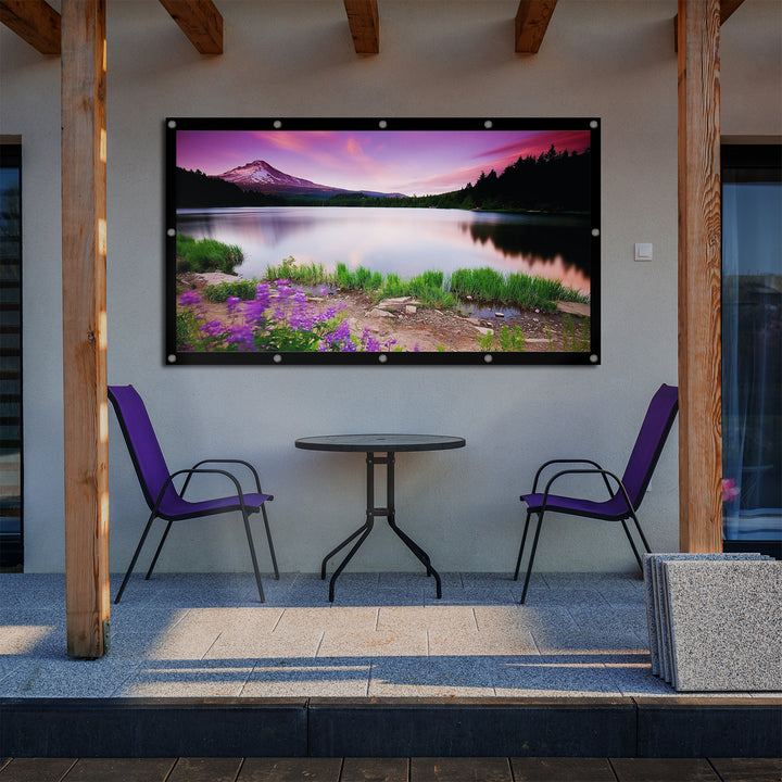 Maclean MC-980 84", 186x100cm Projektor-Leinwand Faltbarer Bildschirm Projektionswand mit Haken Betrachtungswinkel: 179° Tragbar Faltbar Spannhaken Beamerleinwand Präsentationswand 25 mm Rand 16:9
