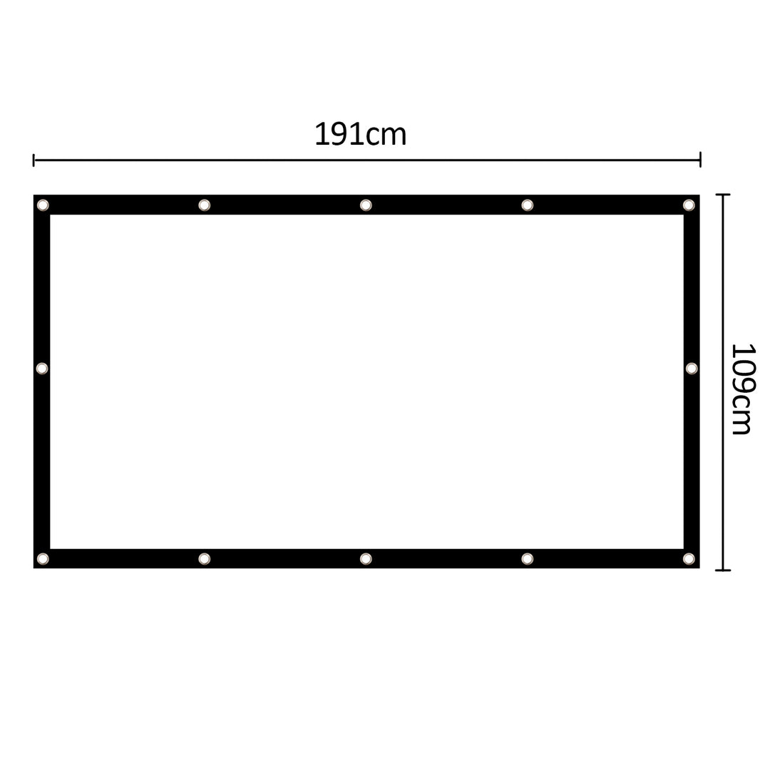 Maclean MC-980 84", 186x100cm Projektor-Leinwand Faltbarer Bildschirm Projektionswand mit Haken Betrachtungswinkel: 179° Tragbar Faltbar Spannhaken Beamerleinwand Präsentationswand 25 mm Rand 16:9
