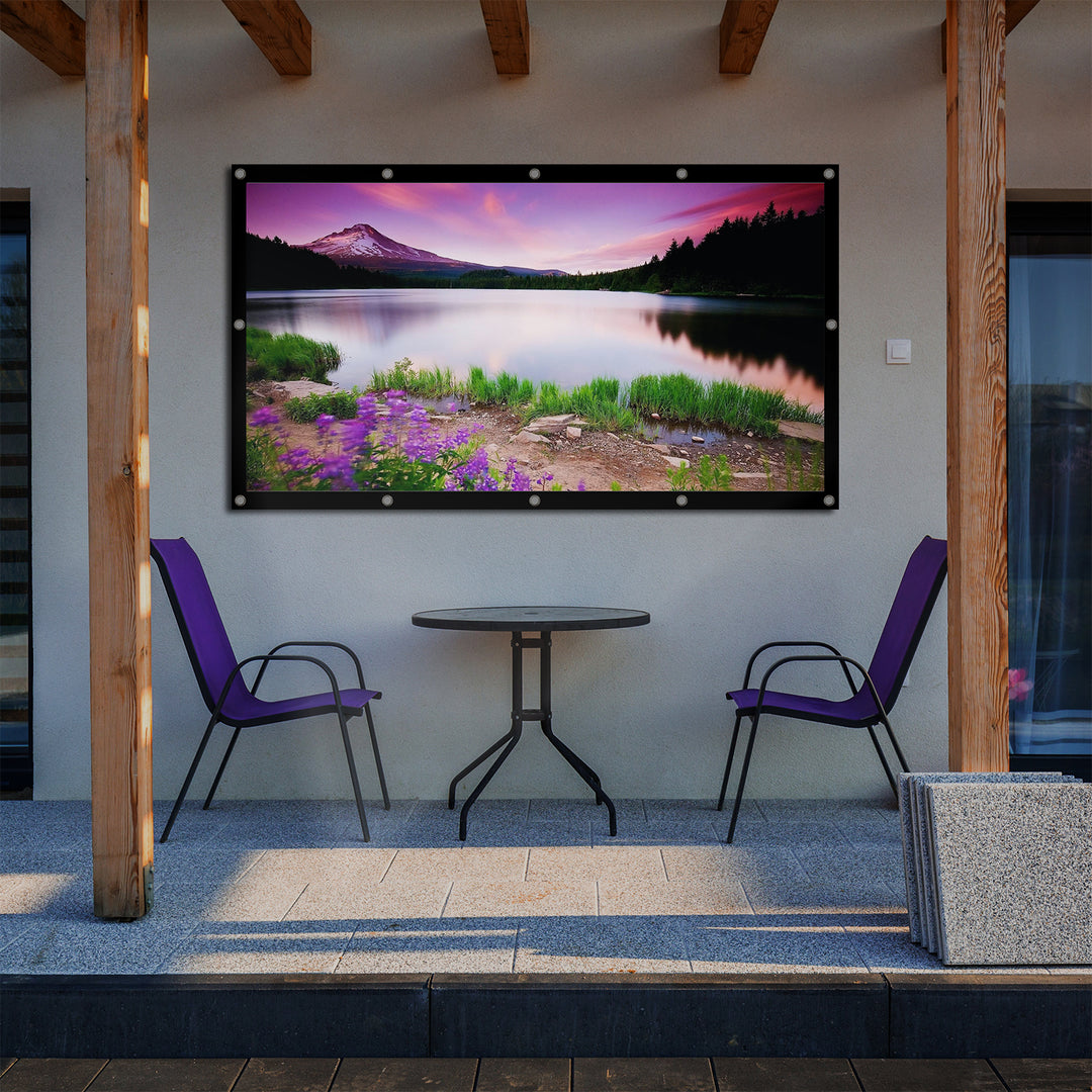Maclean MC-982 120", 265x149cm Projektor-Leinwand Faltbarer Bildschirm Projektionswand mit Haken Betrachtungswinkel: 179° Tragbar Faltbar Spannhaken Beamerleinwand Präsentationswand 25 mm Rand 16:9